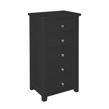 Geneva Black 5 Drawer Narrow Chest | Charcoal | Assembled