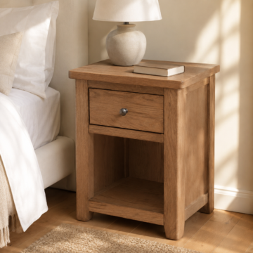 Geneva 1 Drawer Bedside Table | Oak Finish | Assembled