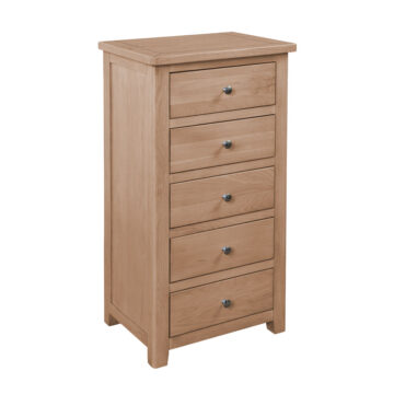 Geneva Oak 5 Drawer Narrow Chest | Assembled