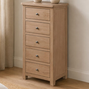 Geneva Oak 5 Drawer Narrow Chest | Assembled