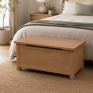 Geneva Oak Blanket Box | Assembled