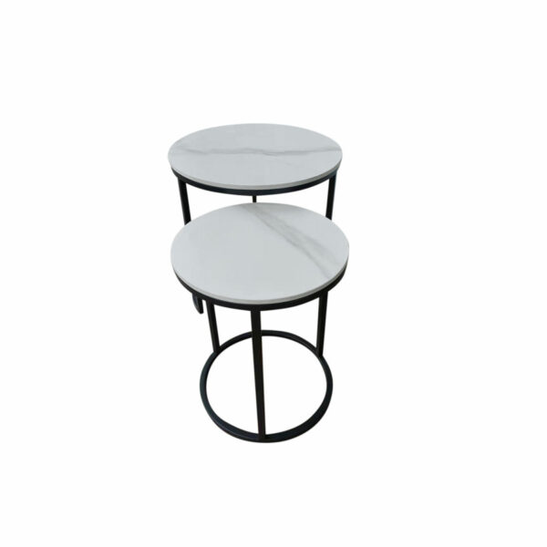 White Hera Round Nest of Lamp Tables | Fully Assembled