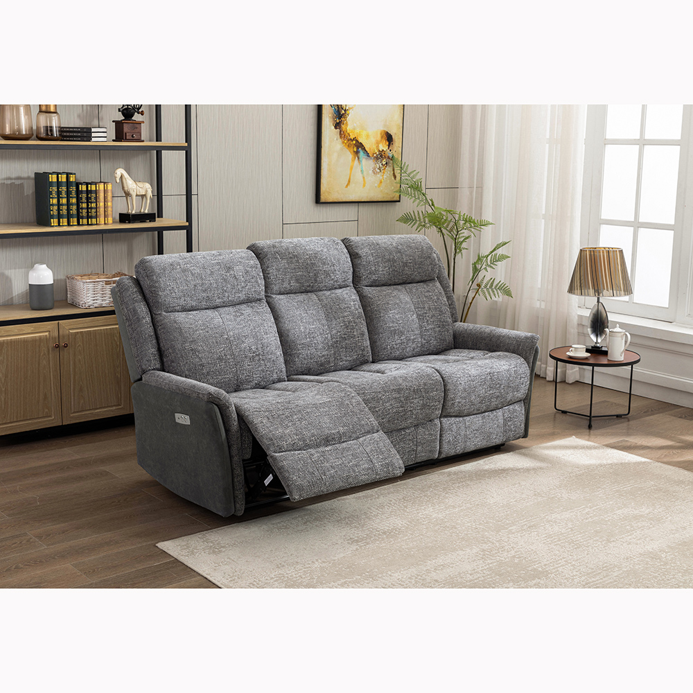Brookdale 3 Seat Electric Recliner Fusion Grey Sofa Assembly Required