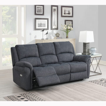 Callahan Electric Recliner 3 Seater Grey Sofa