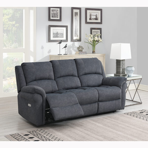 Callahan Electric Recliner 3 Seater Grey Sofa