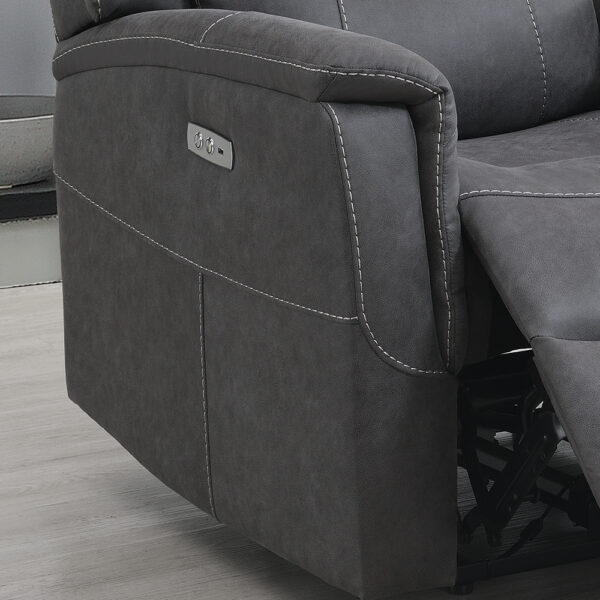 Kingsley Electric Recliner 3 Seater Grey Sofa | Assembly Required