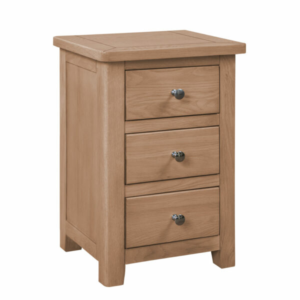 Geneva Oak 3 Drawer Bedside | Fully Assembled | Clearance