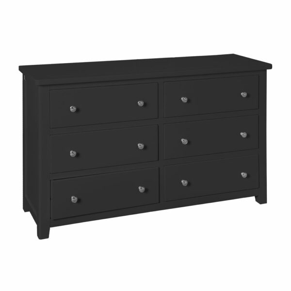 Black Geneva Painted 6 Drawer Wide Chest - Charcoal | Fully Assembled