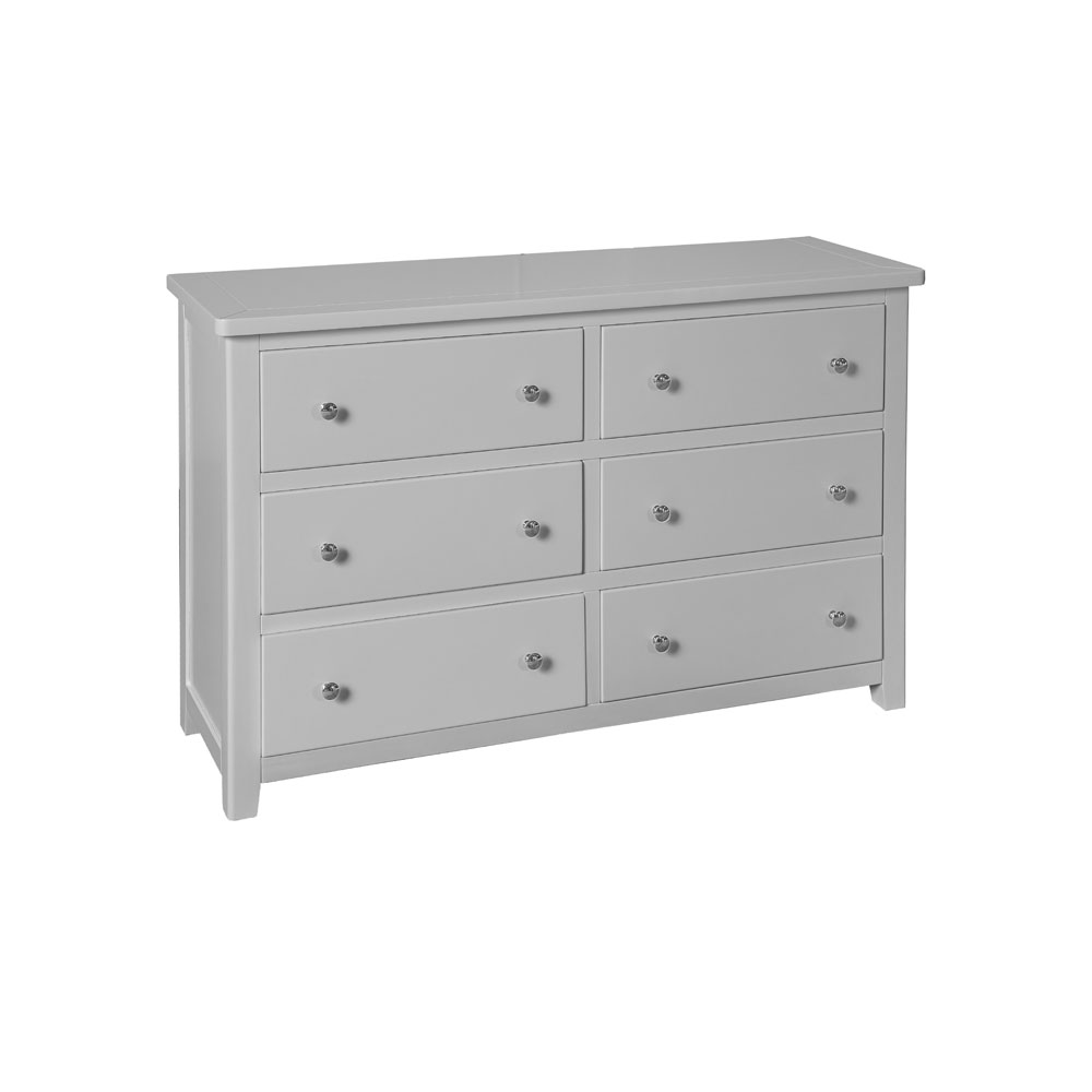 Geneva Painted 6 Drawer Wide Chest Grey Fully Assembled Oak World