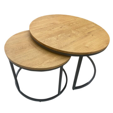 Black Ares Round Nest of Coffee Tables | Assembled