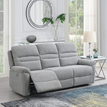 Willowdale Electric Recliner 3 Seater Grey Sofa