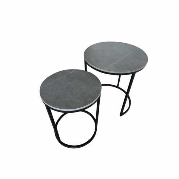 Artemis Round Nest of Lamp Tables | Fully Assembled Grey