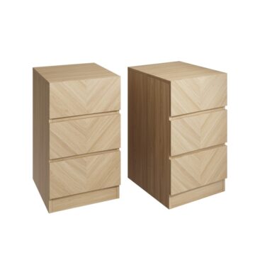 Catalina Pair of 3 Drawer Bedside Tables | Oak Finish
