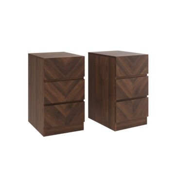 Catalina Pair of 3 Drawer Bedside Tables | Walnut Finish
