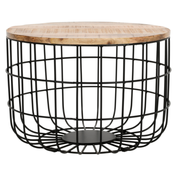 Epping Solid Wood Coffee Table | Metal Wire | Removable Top