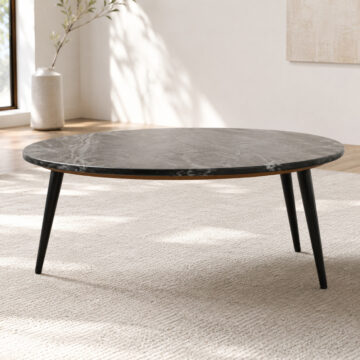 Chardale Black Marble Coffee Table | Metal Legs