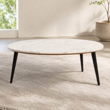 Chardale Coffee Table With White Marble Top & Metal Legs |