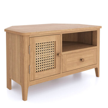 Harveston Natural Oak Corner TV Unit | Assembled