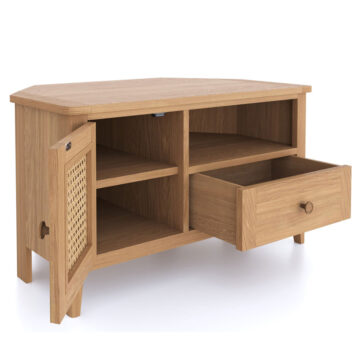 Harveston Natural Oak Corner TV Unit | Assembled