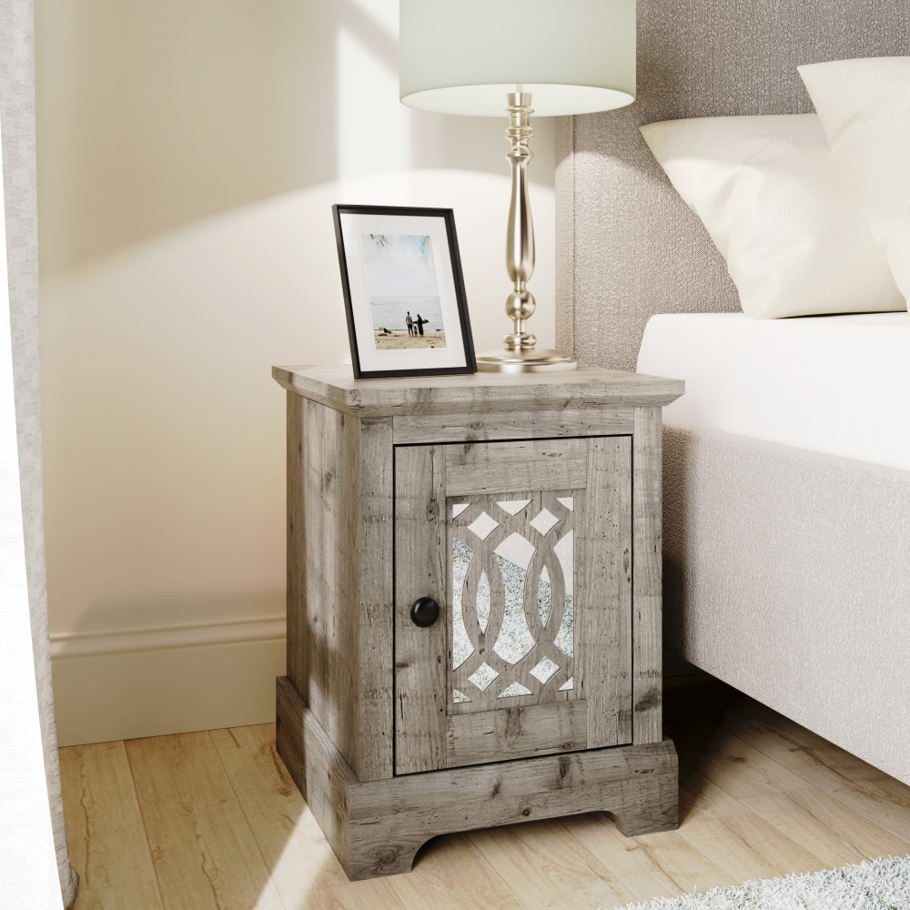 Arabella 1 Door Mirrored Bedside Table Self Assembly Oak World
