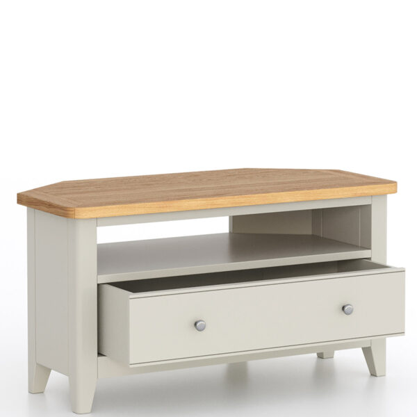 Arland Grey Painted Corner TV Cabinet | Fully Assembled