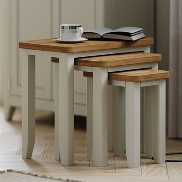 Arland Grey Painted Nest of 3 Tables | Fully Assembled