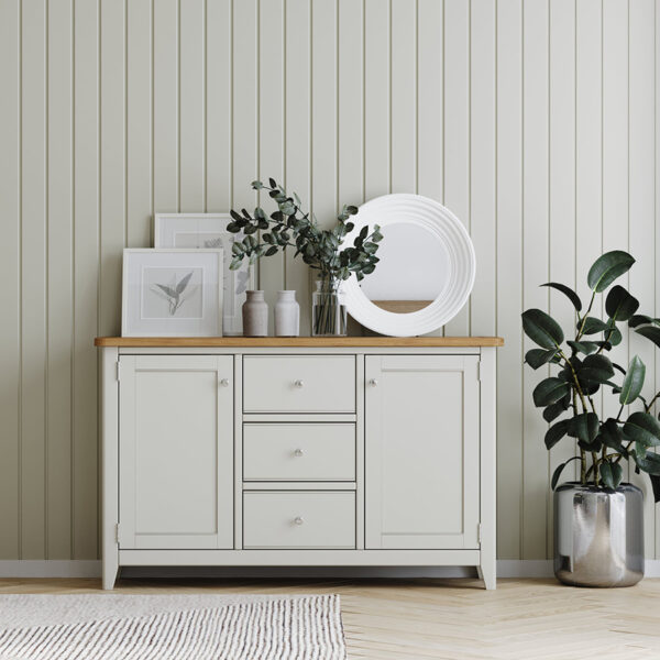 Arland Grey Painted 2 Door 3 Drawer Sideboard | Fully Assembled