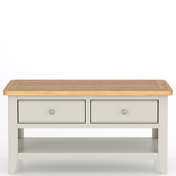 Arland Grey Painted Coffee Table 2 Drawers | Fully Assembled