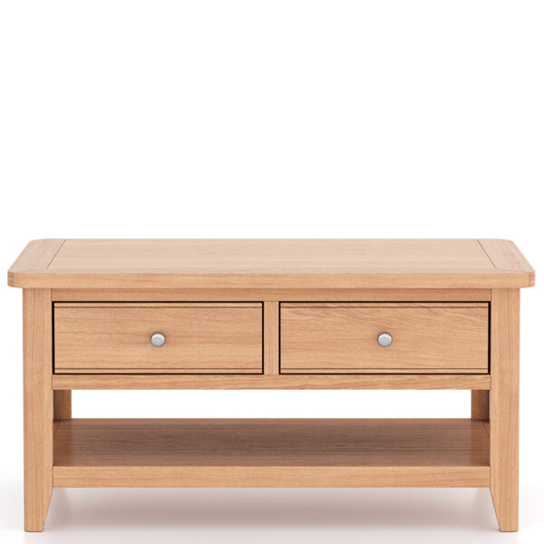 Arland Natural Oak Coffee Table 2 Drawers | Fully Assembled
