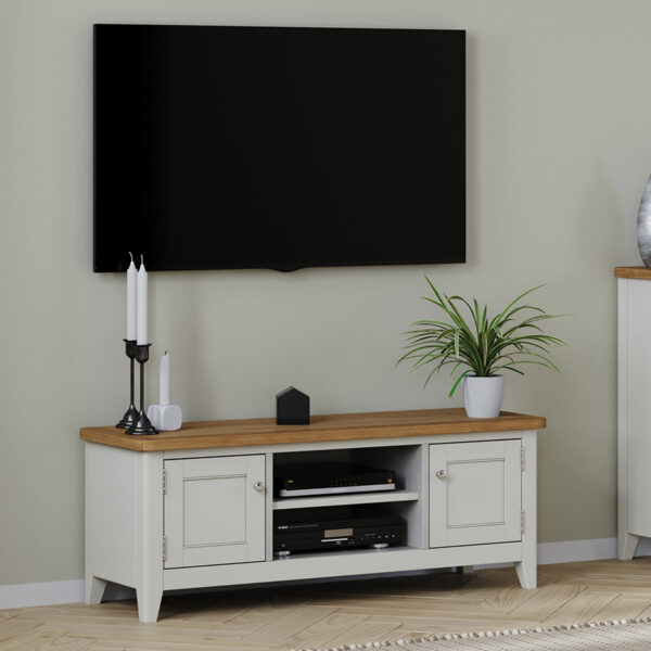 Arland Grey Painted Wide TV Cabinet | Fully Assembled