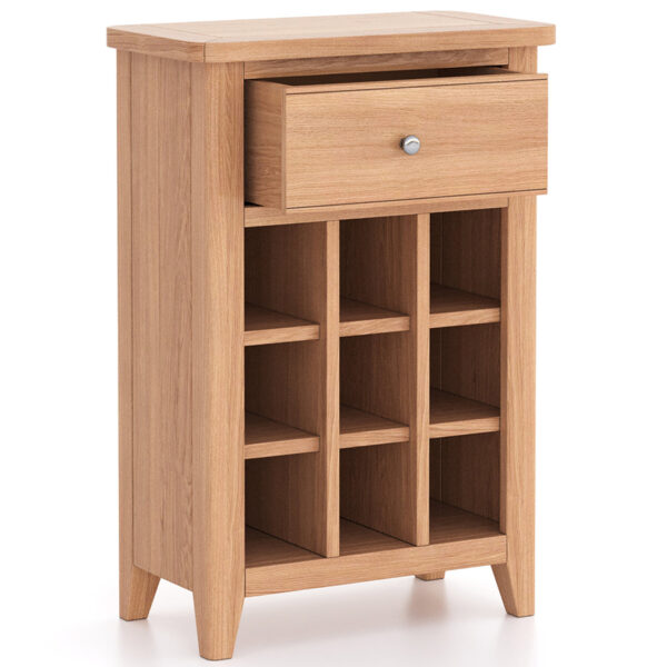 Arland Natural Oak Wine Cabinet | Fully Assembled