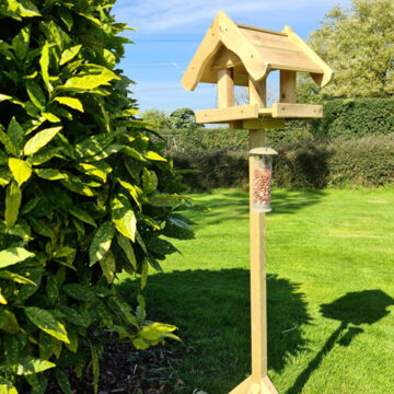 Timber Bird Table With House