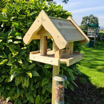 Timber Bird Table With House