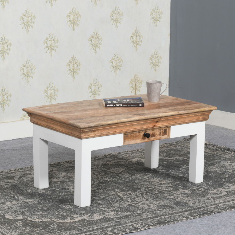 Balshire Coffee Table With Drawer Solid Mango Wood Oak World