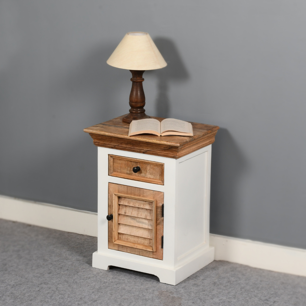 Balshire Solid Mango Wood Bedside 1 Drawer + 1 Door Oak World
