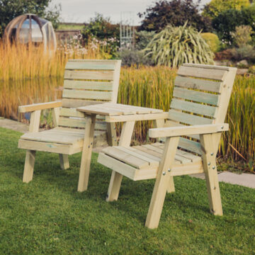 Timber Clover Love Seats With Angled Tray