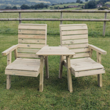 Timber Clover Love Seats With Angled Tray