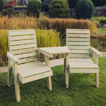Timber Clover Love Seats With Angled Tray