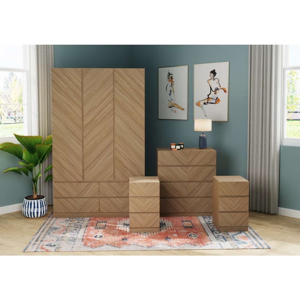 Catalina 4 Piece Bedroom Set Self Assembly Oak World