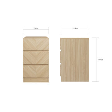 Catalina Pair of 3 Drawer Bedside Tables | Oak Finish