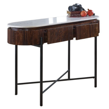 Chardale Mango Wood Console Table With Marble Top And Metal Legs