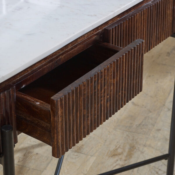 Chardale Mango Wood Console Table With Marble Top And Metal Legs |