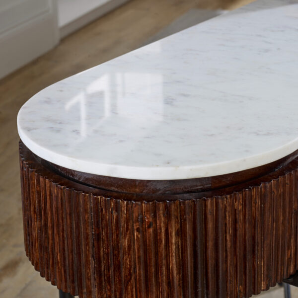 Chardale Mango Wood Console Table With Marble Top And Metal Legs |