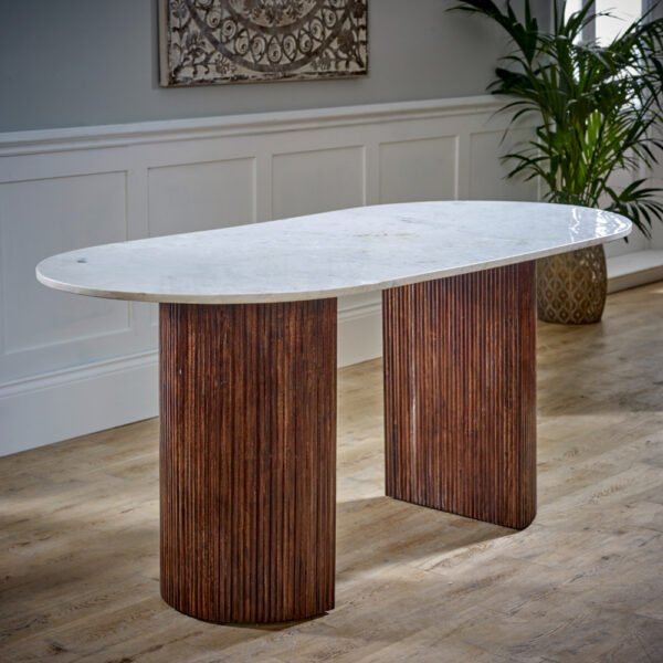 Chardale Mango Wood Dining Table 170Cm With Marble Top |