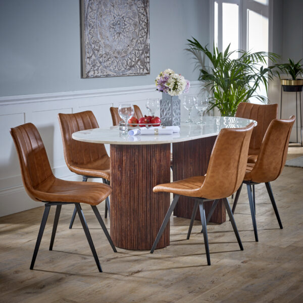 Chardale Mango Wood Dining Table 170Cm With Marble Top |