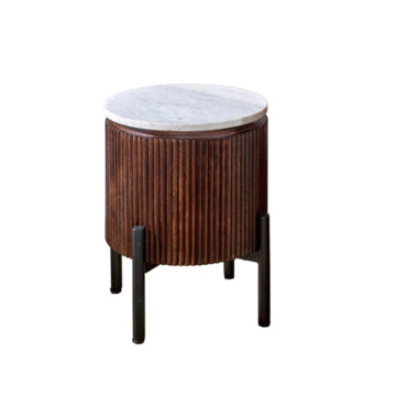 Chardale Mango Wood Side Table With Marble Top & Metal Legs