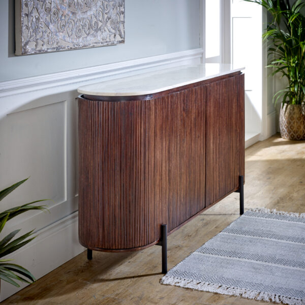 Chardale Mango Wood Sideboard With Marble Top & Metal Legs |