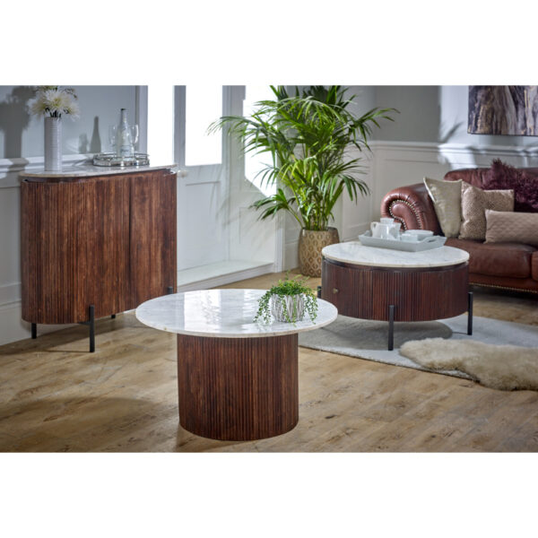 Chardale Mango Wood Sideboard With Marble Top & Metal Legs |