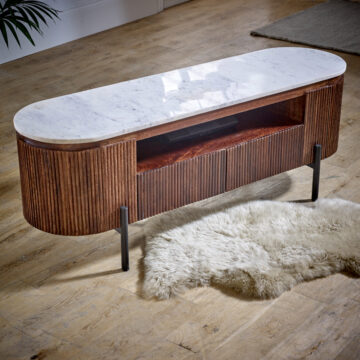Chardale Mango Wood TV Cabinet 140cm | Marble Top | Metal Legs