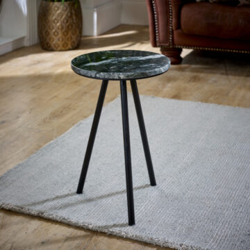 Chardale Side Table With Black Marble Top & Metal Legs